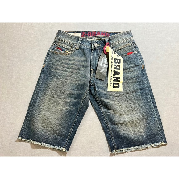 Z Brand Shorts Mens 28 Blue Denim Chino Pocketed Belted Button Zip Cutoff Men. - Picture 1 of 10